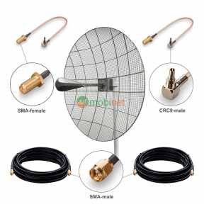 Антенний комплект 3G / 4G LTE Kroks KNA30-1700/2700 30 dBi MIMO 2x2 + кабель RG58 + перехідники CRC9